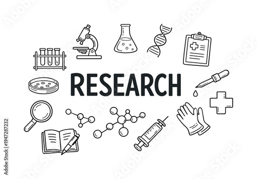 Medical research and laboratory science concept highlighting scientists studying diseases, analyzing biological samples and developing new treatments through careful experimentation and
