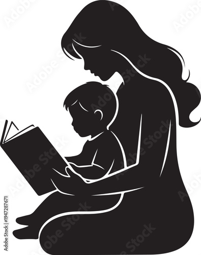 Mother Reading to Little Child.