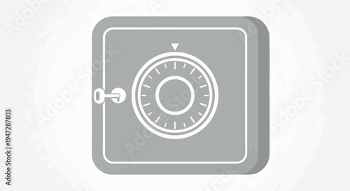 A gray safe with a white dial and keyhole on a Transparent Background for security and finance concepts