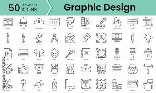Set of graphic design icons. Line art style icons bundle. vector illustration