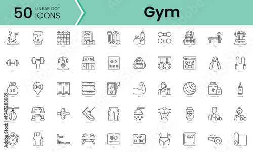 Set of gym icons. Line art style icons bundle. vector illustration