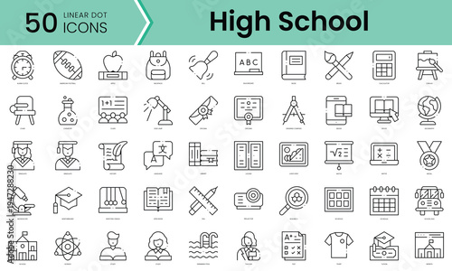 Set of high school icons. Line art style icons bundle. vector illustration