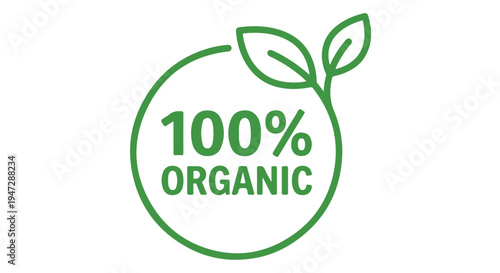 A green logo with a leaf and the words 100% organic on a Transparent Background