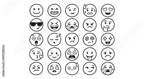 A collection of various emoticon faces on a Transparent Background