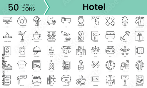Set of hotel icons. Line art style icons bundle. vector illustration