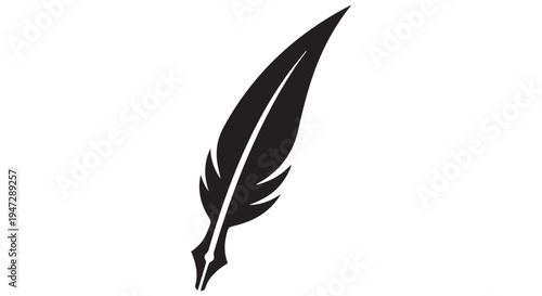 A black feather icon on a Transparent Background, symbolizing writing and creativity