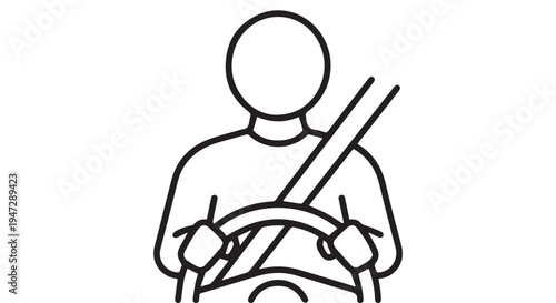 A person wearing a seatbelt while driving a car for safety