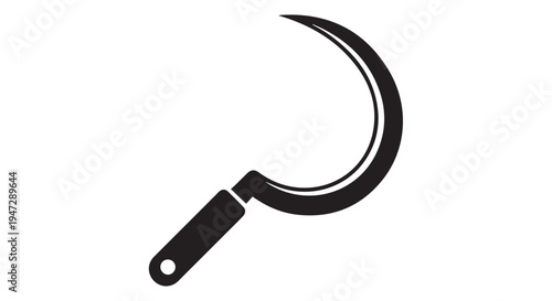 A black silhouette of a sickle on a Transparent Background