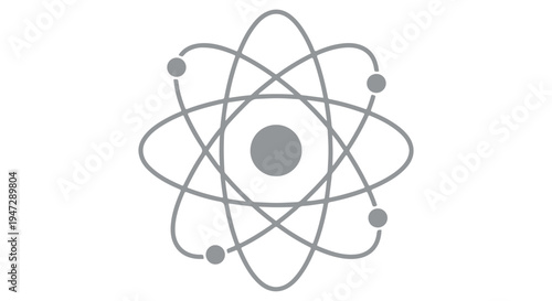 A simple gray atom symbol on a Transparent Background representing science and chemistry concepts