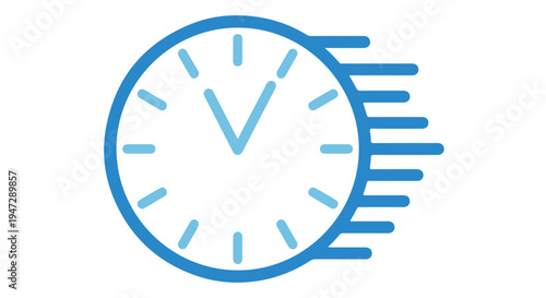 A blue clock icon with motion lines indicating speed and urgency on a Transparent Background