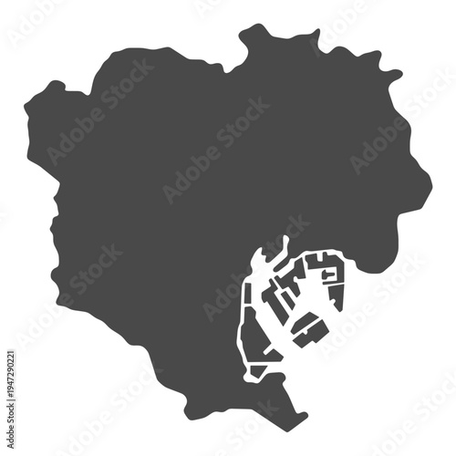 Tokyo map isolated on white background. for website layouts, background,education,precise, customizable,Travel worldwide, map silhouette backdrop, earth geography, political,reports.