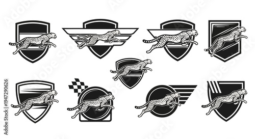 Black and white racing logos.