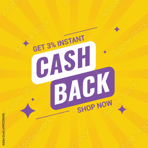Get 3% Instant Cashback Promo Offer Background Design Vector