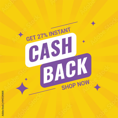 Get 27% Instant Cashback Promo Offer Background Design Vector