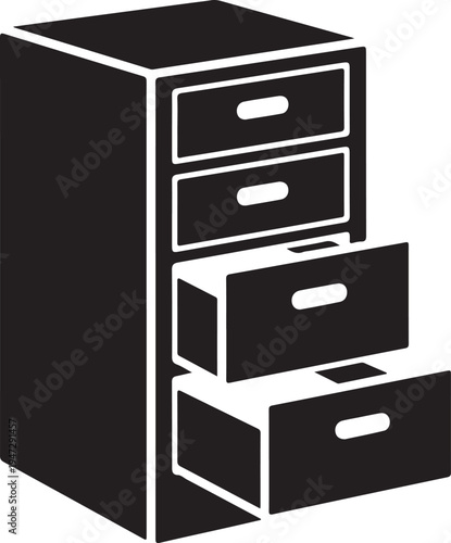 Black Filing Cabinet with Drawers.