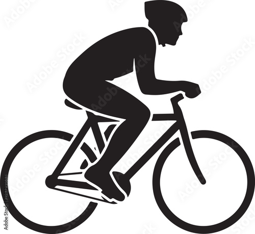 Man Riding a Bicycle Silhouette Icon.