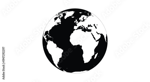 A striking black and white depiction of earth showcasing continents and oceans in a bold silhouette high quality professional detailed modern elegant stylish