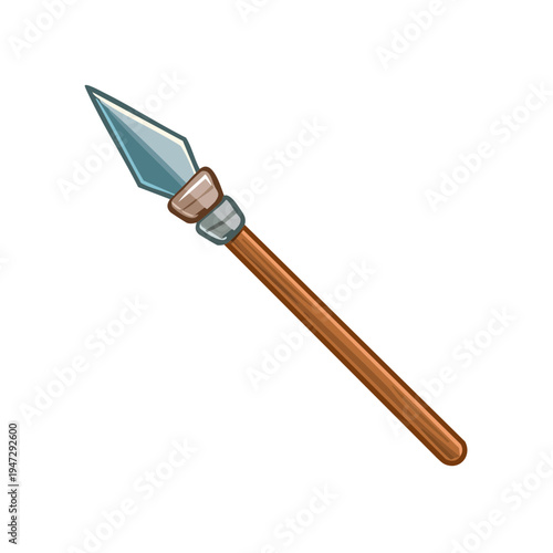 An illustration of a spear with a wooden handle and sharp arrowhead