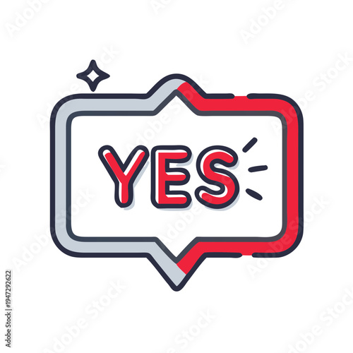 Glassmorphic speech bubble with YES lettering for business agreement and positive customer response during Spring Sale season