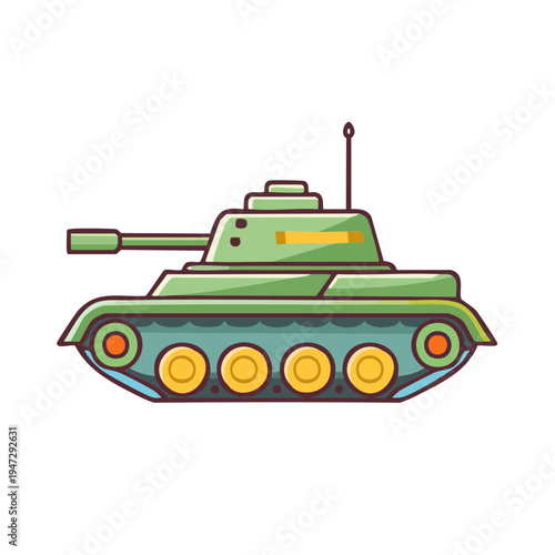 A green tank illustration, symbolizing power and strength