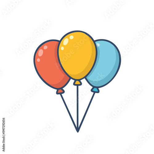 Colorful balloons, a symbol of joy and celebration. Three vibrant balloons, ready for a festive occasion