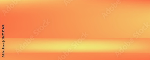 Abstract 3D autumn studio space background. Empty wall background with orange and dark brown gradients. Horizontal mockup background for seasonal product presentation. Vector illustration.