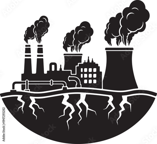 Industrial Factory Pollution Emissions Icon.