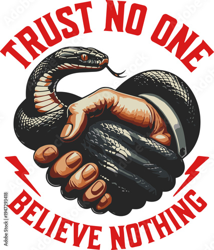 Trust No One Believe Nothing Svg, Trust No One Snake Handshake Svg