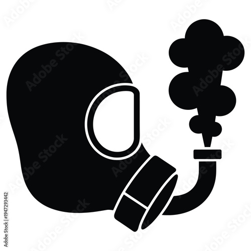Funny Gas Mask Whoopee Cushion Vector Icon - April Fool’s Day Prank Concept Art for Toxic Gas, Flat Black Stencil Silhouette Illustration for Practical Jokes and Humor Projects