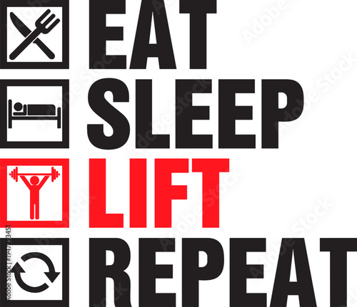 Eat Sleep Lift Repeat Svg, Fitness Svg, Gym Lovers Svg