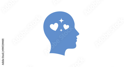 Blue silhouette of a human head.