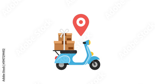 Blue scooter with delivery packages.