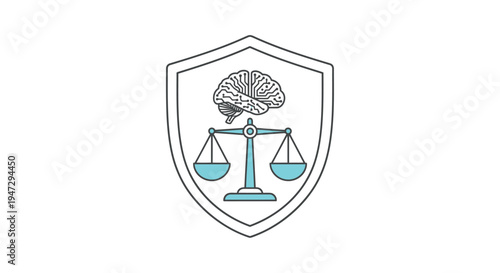 Brain scales justice symbol icon.