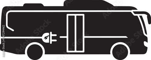 Black Motorhome Recreational Vehicle Side View.