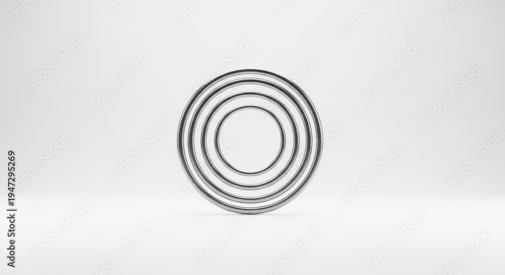 Fototapeta premium Metallic concentric circles on white
