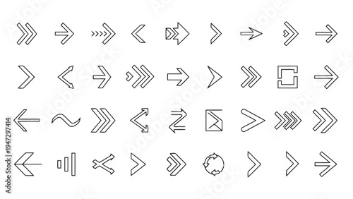 Collection of various arrow icons in different orientations and styles Vector