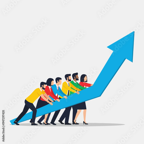 Teamwork propelling growth - A collaborative effort towards upward success.