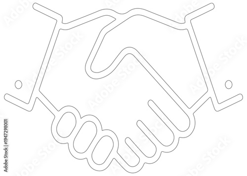 Business Handshake Line Art Icon Representing Partnership, Agreement, Trust and Collaboration.