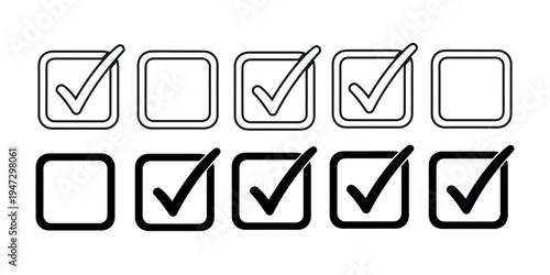 Checkmark icons in various states of completion