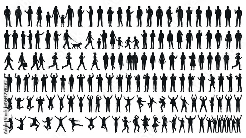 Silhouettes group of people dancing celebrating joyfully diverse crowd happy