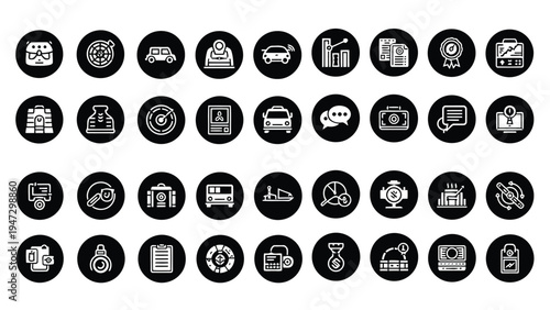 Collection of diverse icons representing various user interface elements and emojis Vector