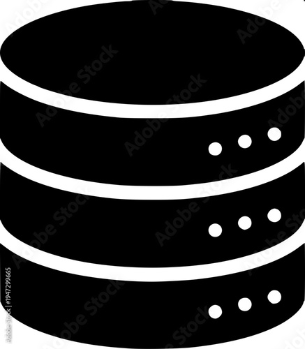 Simple vector line icon showing stacked database disks in three columns with an upward trending arrow above them, bold black outline, minimal design, flat monochrome, isolated on white background.