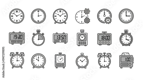 Collection of diverse icons representing various everyday objects and services Vector