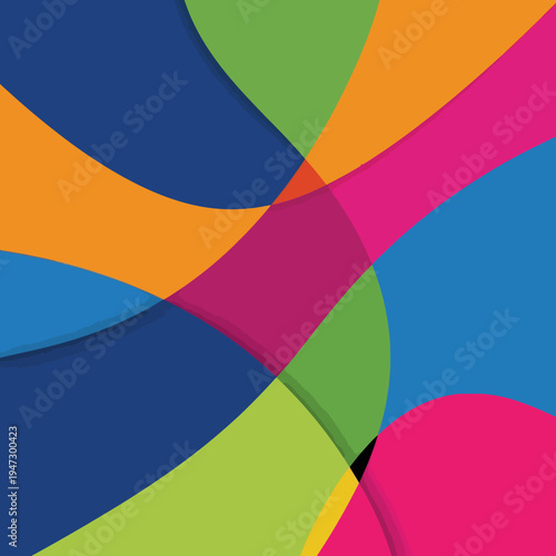 Colorful Abstract Overlapping Shapes Design with Vibrant Colors.