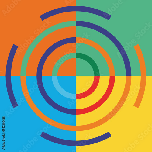 Photos Abstract Circular Design with Symmetrical Color Division and Segmented Rings