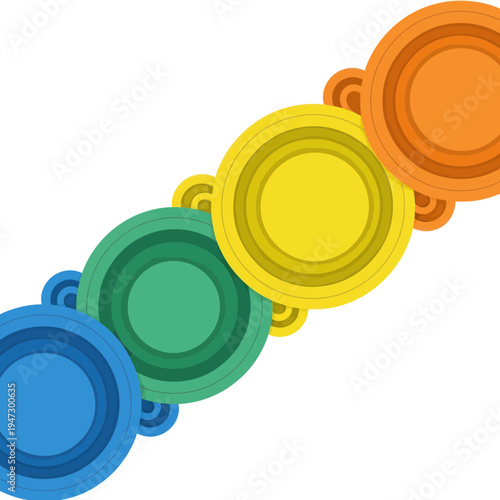 Colorful Clay Targets in a Row for Shooting Sport.