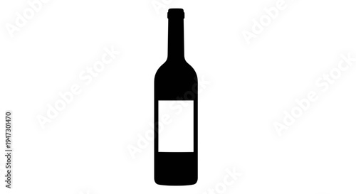 Silhouette of a wine bottle with a blank label, perfect for beverage and restaurant branding