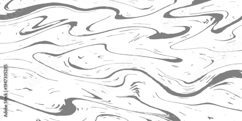 Abstract seamless pattern with gray geometric waves and nature inspired swirls creates a decorative vector wallpaper texture for a modern sea life illustration backdrop