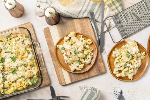 Chicken tortellini pasta. Easy Italian food dinner