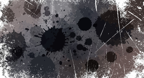 Grunge background vector with black ink splatters and scratches